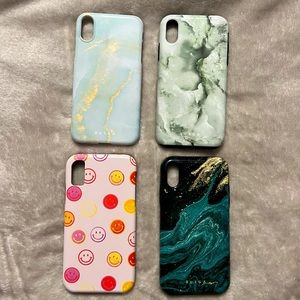 4 iPhone XR phone case bundle - marble and smiley faces